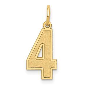 14k Yellow Gold, Jersey Collection, Medium Number 4 Pendant